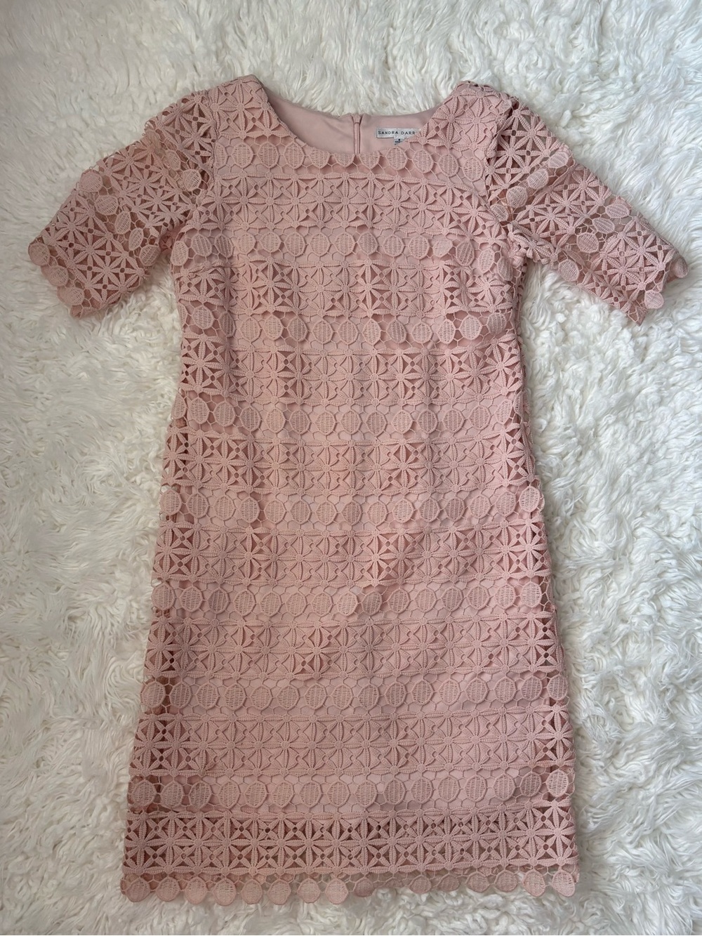 Sandra Darren Dusty Rose Geometric Lace Sheath Dress Pink Size 6